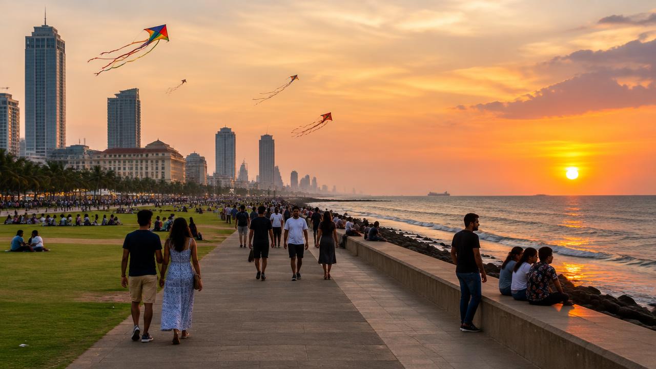 Galle Face Colombo waterfront at sunset