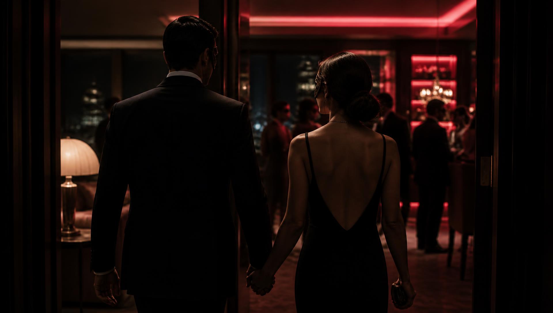 Elegant couple arriving at a private night club event in Colombo, Sri Lanka